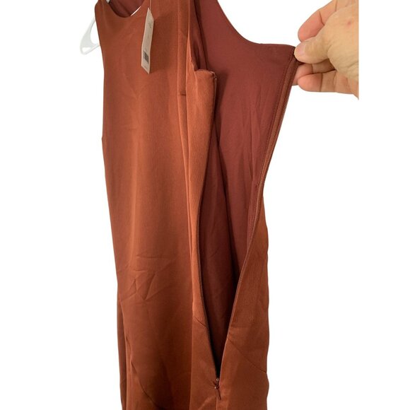 New Banana Rrepubli Asym Tank Dress Size 10 Rust Brown RS10277 - Picture 6 of 11